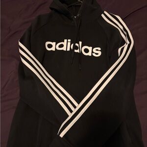 Adidas Women’s Black Hoodie with White Stripe Logo